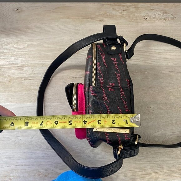 Betsy Johnson Mini Kitsch Dog Puppy Backpack Black Pink - Picture 8 of 9